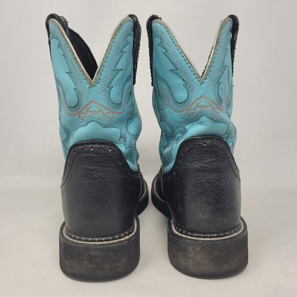 Justin Gypsy Boots 7.5 Black Turquoise Western Roper Cowgirl Rodeo Gemma L9905 - Picture 3 of 11